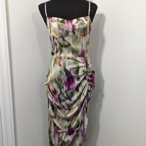 Abstract Silk Dress - Ruched, Asymmetrical